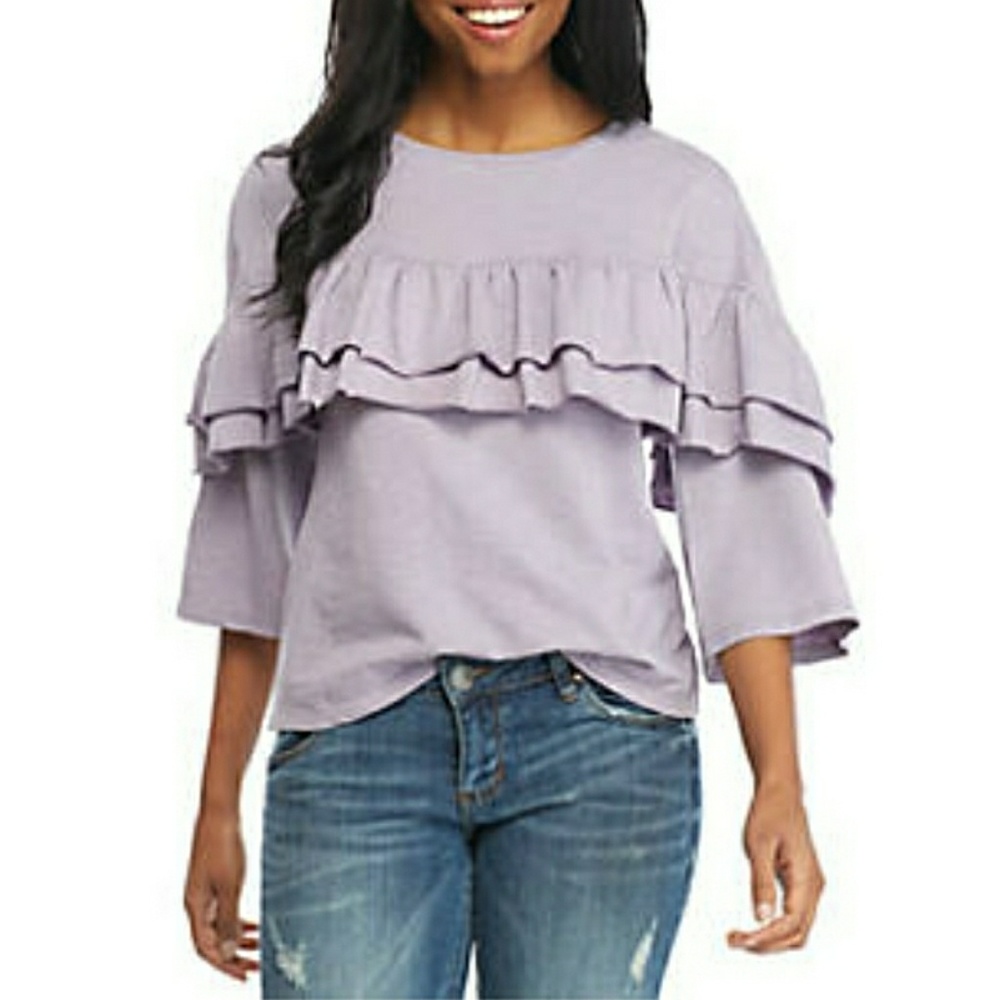 Ruffle Crew Neck Shirt